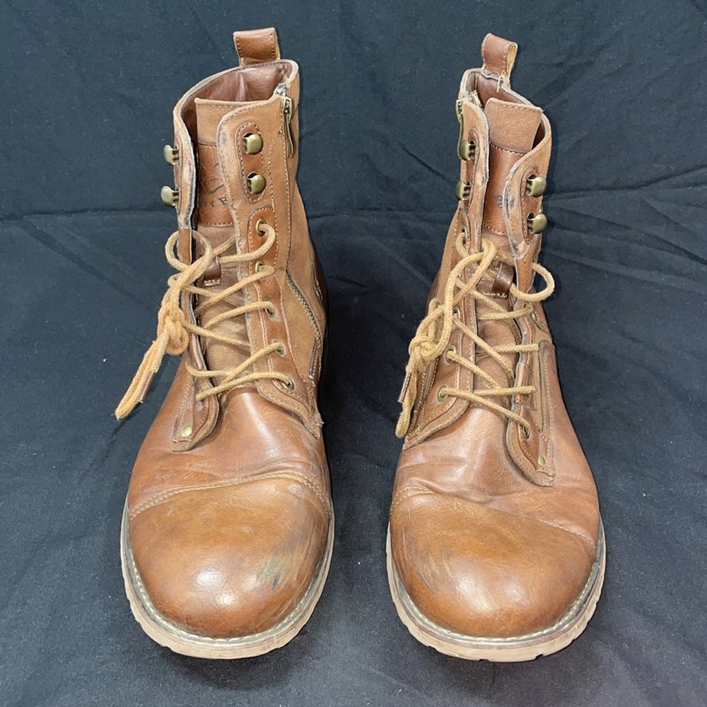 Polar Fox Men's Brown Combat Motorcycle Biker Boots